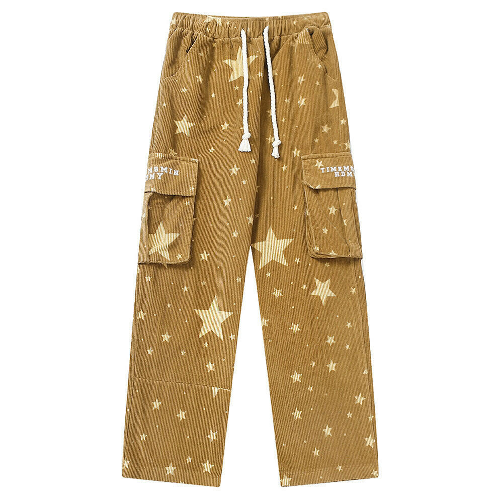 Corduroy Star Full Print Casual Pants