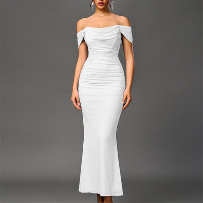 Women's Off-shoulder Skinny Sheath Long Dress