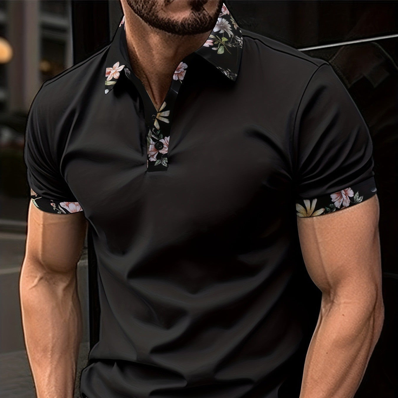 3D Digital Printing Lapel Short Sleeve Pullover Leisure Men