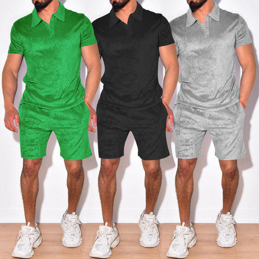 Men's Casual Loose Solid Set