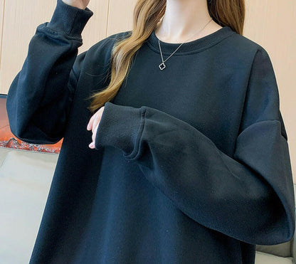 Women's Solid Color Round Neck Plus Size Loose Sweater