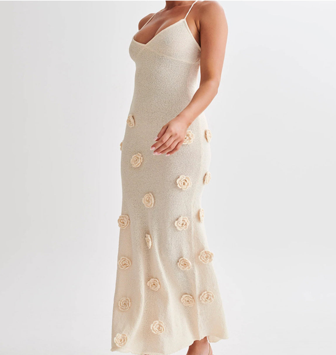 Women's Braces Skirt Three-dimensional Flower Knitted Backless Lace-up Dress