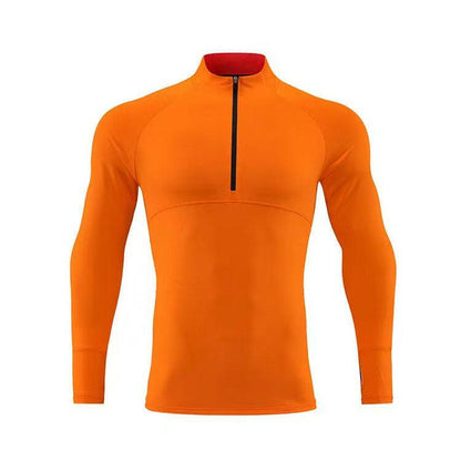 Men's Zipped Stand Collar Sports Long sleve T-shirts