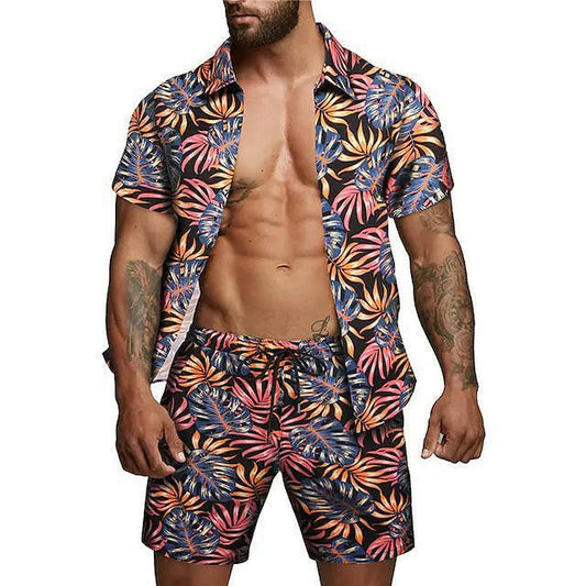 Men's Top & Short Fashion Flowered Design Set