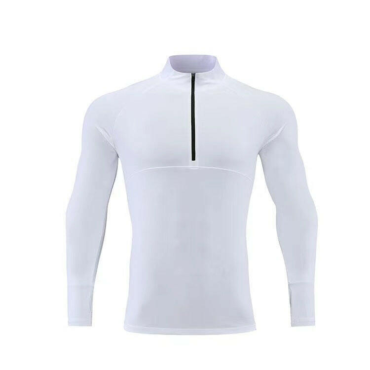 Men's Zipped Stand Collar Sports Long sleve T-shirts