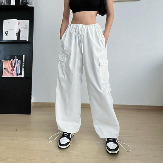 Women's Clothing Wide Leg Loose Plus Size Tether Straight Cargo Pants Women