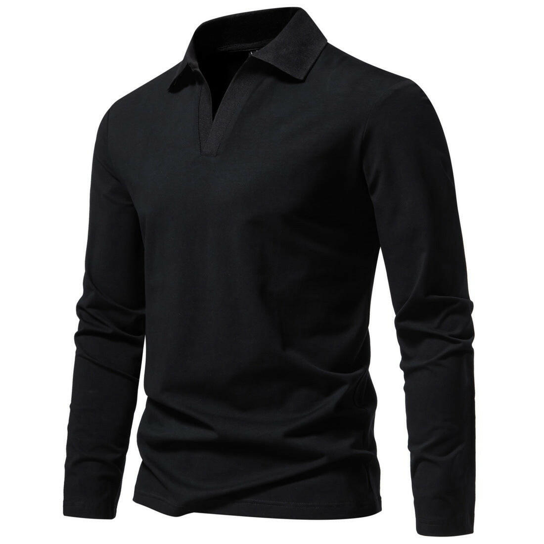 Men's V-neck Long-sleeved T-shirt