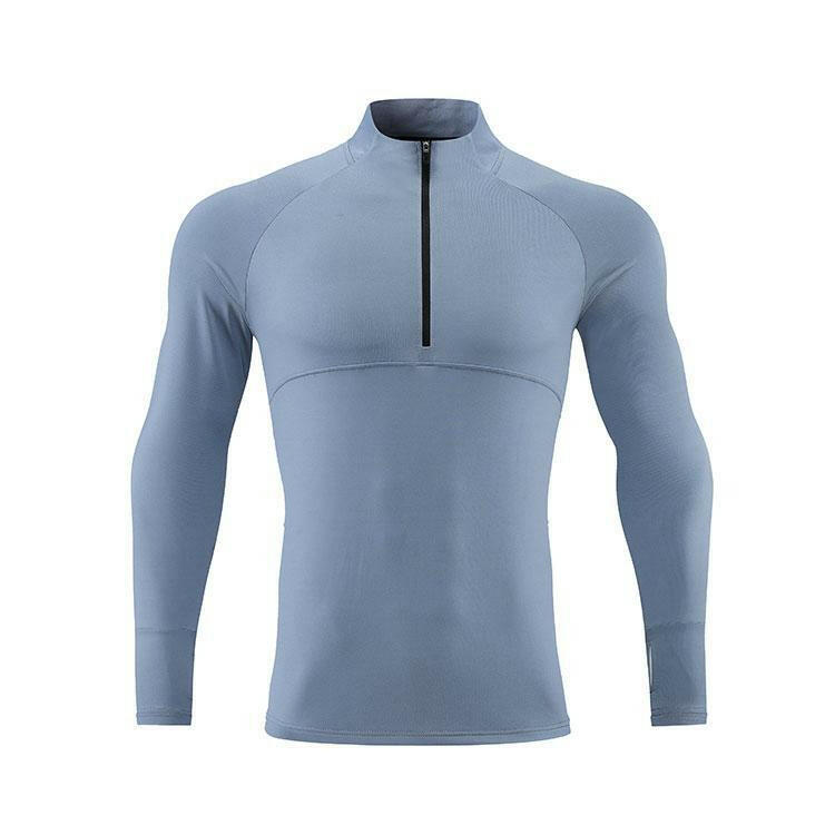 Men's Zipped Stand Collar Sports Long sleve T-shirts