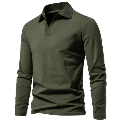 Men's V-neck Long-sleeved T-shirt