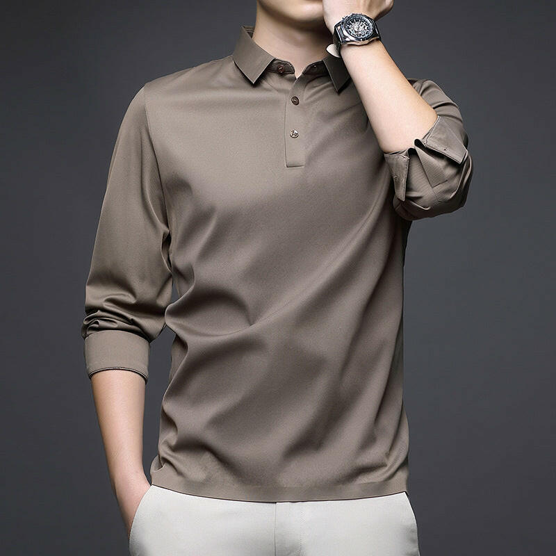 Seamless Quality Lapel Long Sleeve Shirt for Men