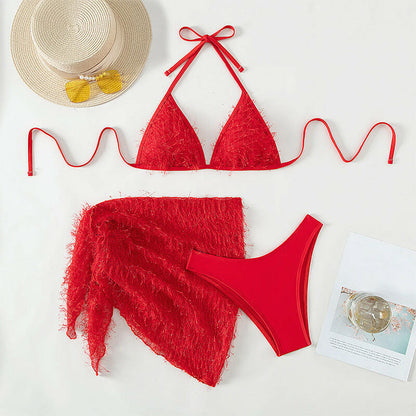 Women's Swimsuit Women's Lace-up Three-piece Plush