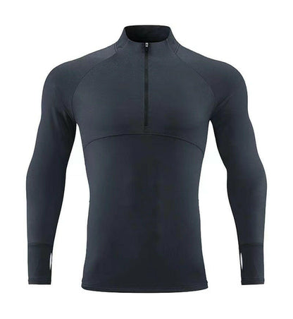 Men's Zipped Stand Collar Sports Long sleve T-shirts