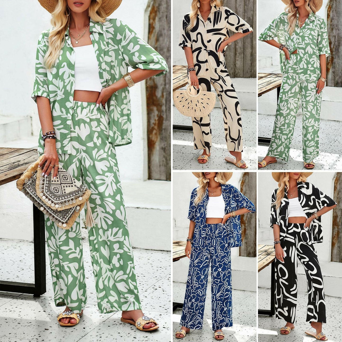 Fashion Women's Wear Half Sleeve Printing Suit