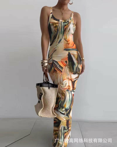 Suspender Slim Fit Skinny Long Dress