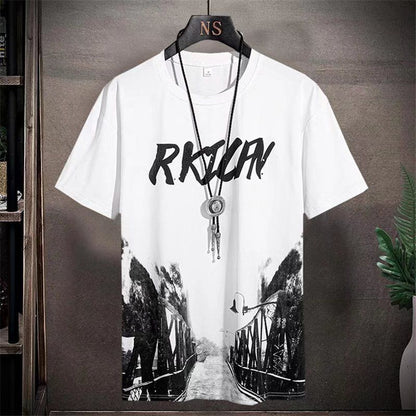 Short Sleeve Men's Ink Painting Graffiti T-shirt Sports Breathable