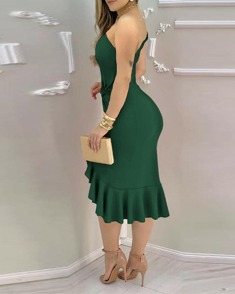 Slim Fit Long Dress Solid Color