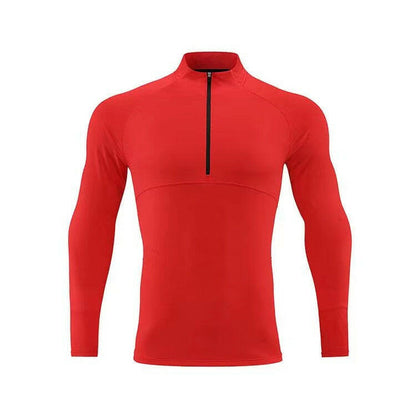 Men's Zipped Stand Collar Sports Long sleve T-shirts