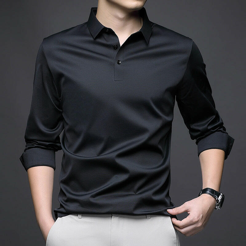 Seamless Quality Lapel Long Sleeve Shirt for Men