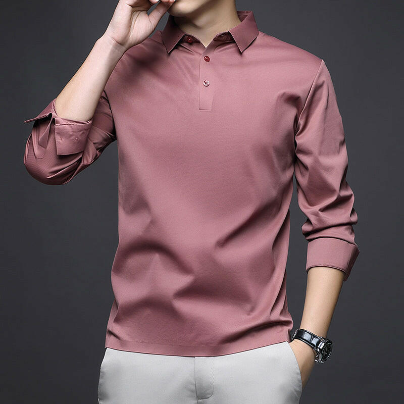 Seamless Quality Lapel Long Sleeve Shirt for Men