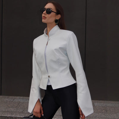 Long Sleeve Solid Color Slim Fit Short Women