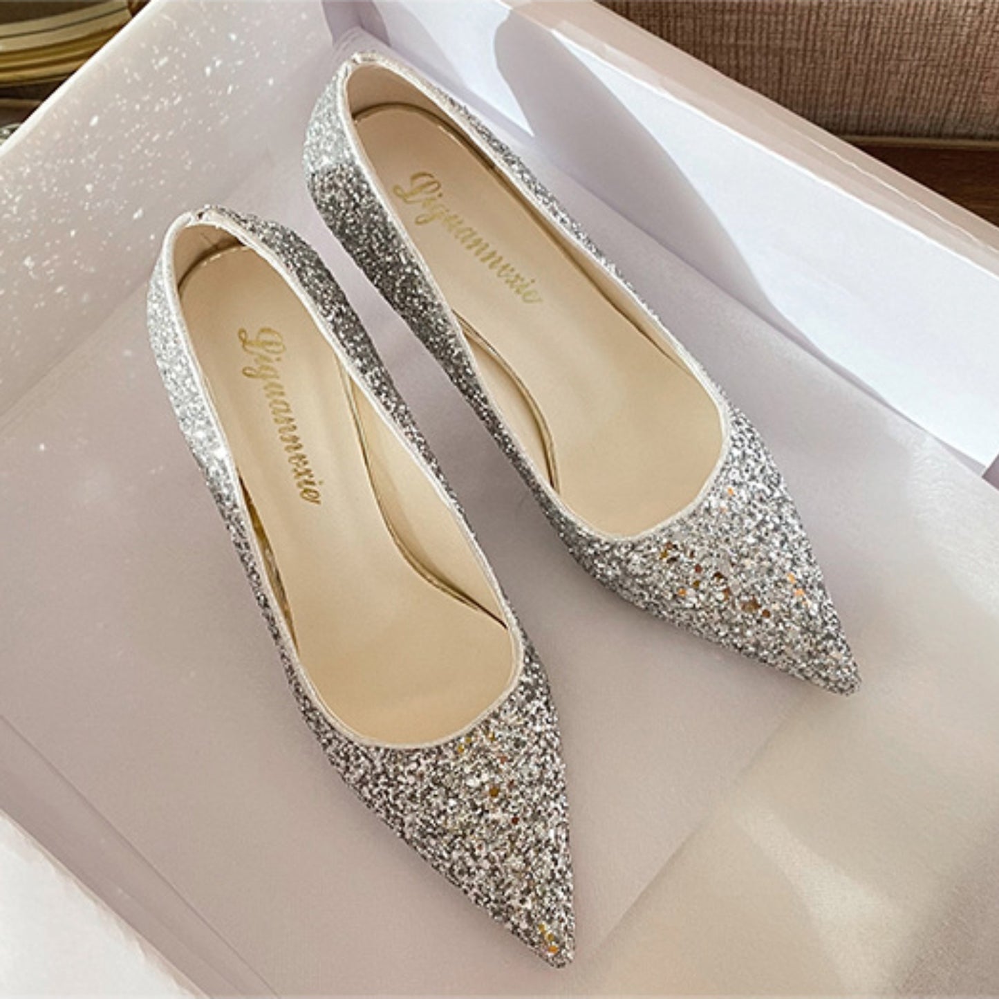 Glittered Stiletto Heel Pumps