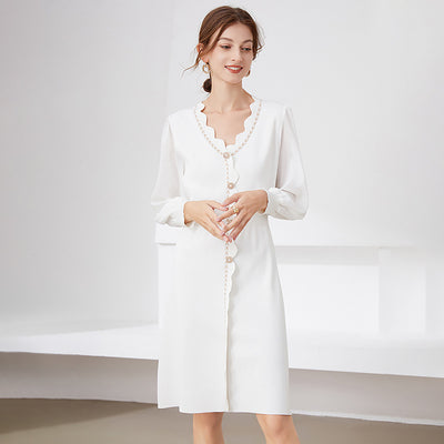 Women's New V-neck Mid-length Chiffon Stitching Skirt Is Sweet