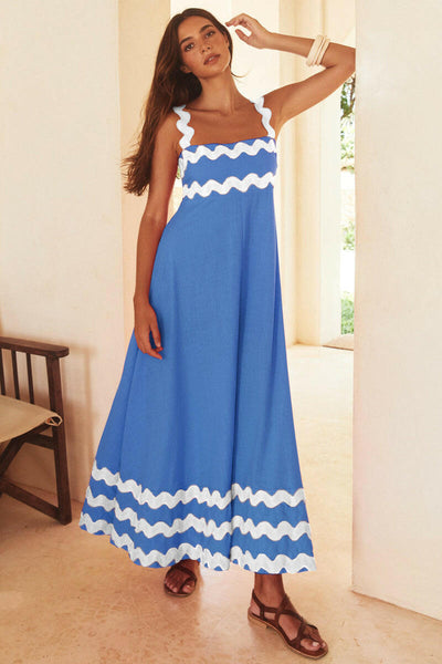 Floral Suspender Maxi Dress: A-Line Beach Fashion for Women