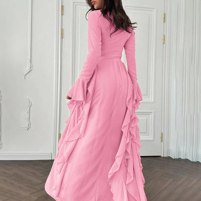 Slim Fit High Waist Bell Sleeve Dresses