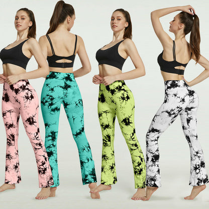 Tie-Dye Printed Pants: Seamless High Waist Fitness Running Leggings for Women