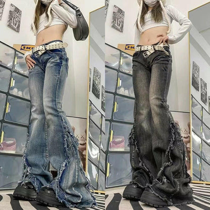 American-style Retro Vibe Frayed Jeans