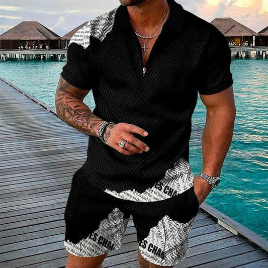 Men's Simple printed design Set Shirt And Shorts