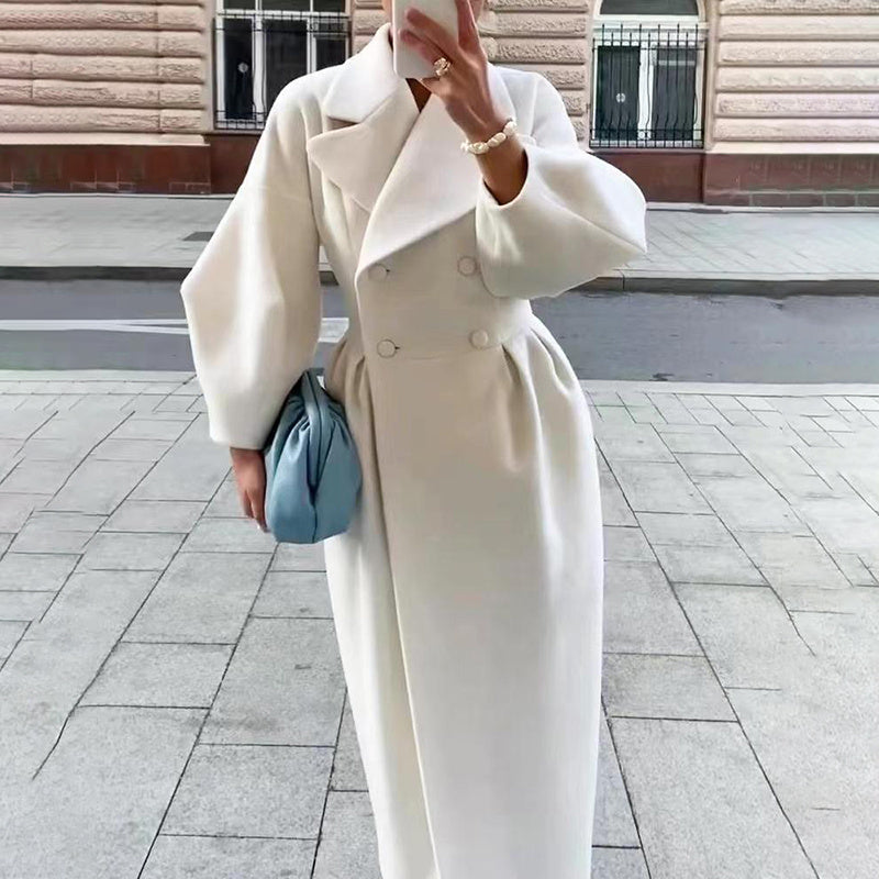 Women's Classic Winter Long Coat Double-Breasted Belted Trench