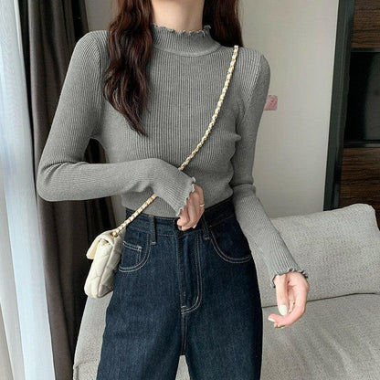 Half High Collar Inner Lining Bottom Sweater