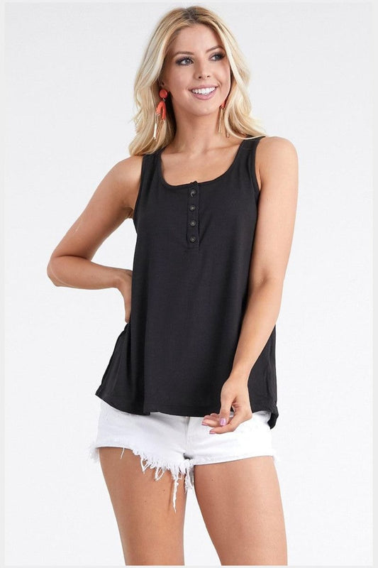 Ninexis Square Neck Half Button Tank