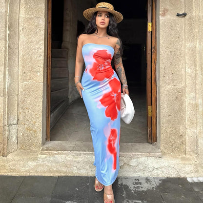 Slim Slit Tube Long Dress - Sexy Summer Party Beach Dress