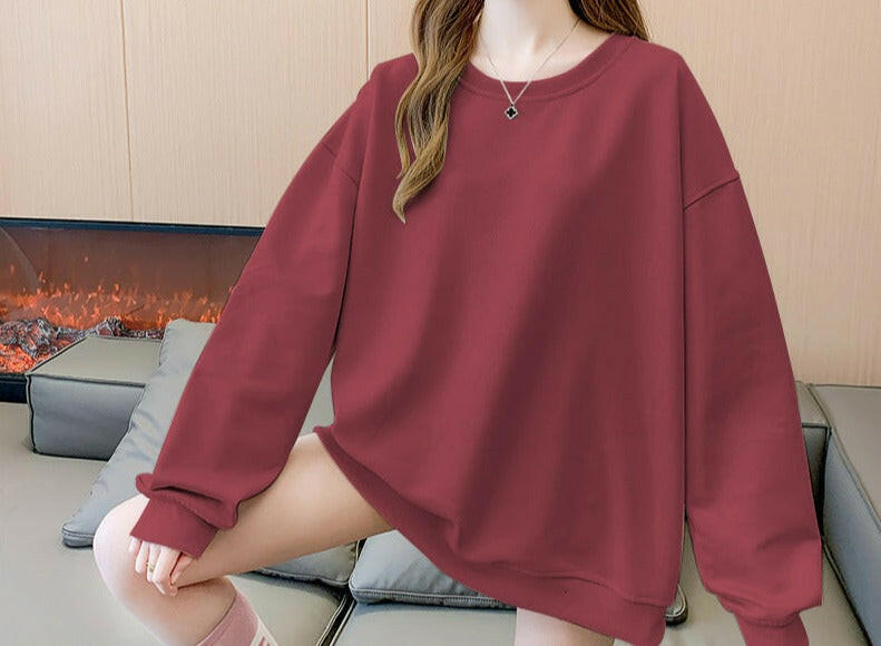 Women's Solid Color Round Neck Plus Size Loose Sweater