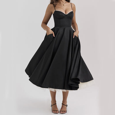 Light Luxury Heavy Industry Slimming Voile Suspender dress