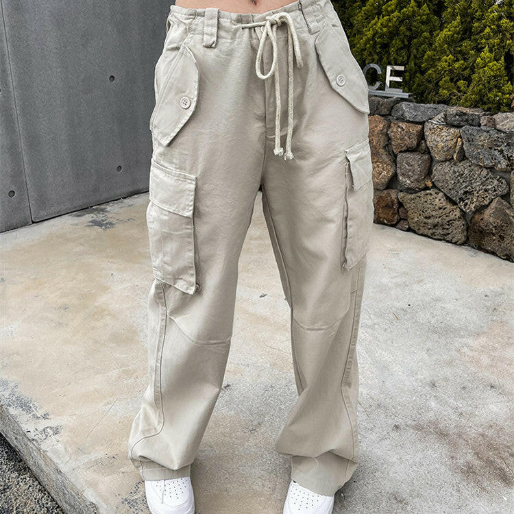 High Waist Straight Casual Wide Leg Trousers