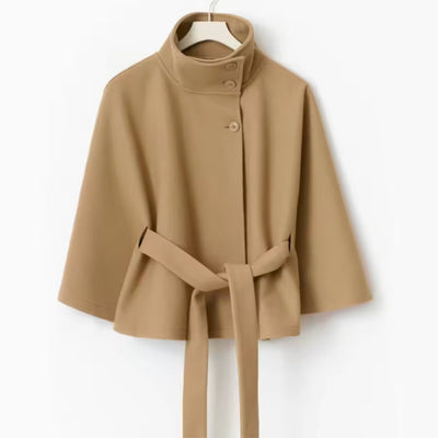 Women’s Belted High Neck Batwing Coat