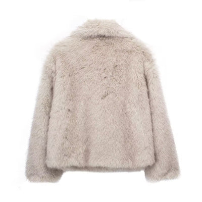 Women’s Warm Plush Lapel Jacket – Winter Outwear