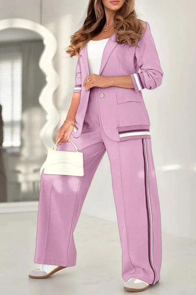 2-Piece Women’s Suit Set – Blazer and High-Waist Wide-Leg Pants
