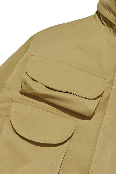 Multi Pocket Functional Work Coat Loose Warm Stand Collar
