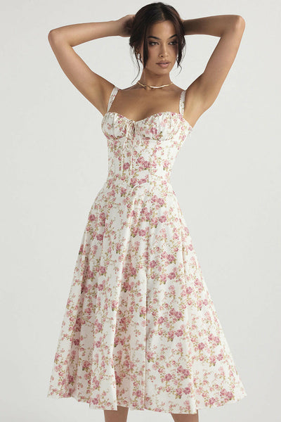 French High Split Suspender Dress Summer Party Wear