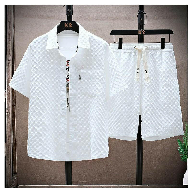 Summer Men's Loose Shirt and Shorts Set