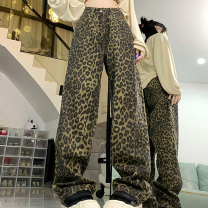 Women's American Retro Loose Straight Wide-Leg Trousers