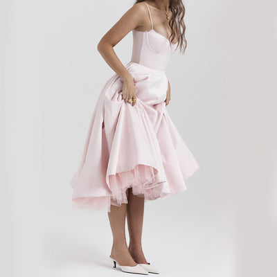 Light Luxury Heavy Industry Slimming Voile Suspender dress