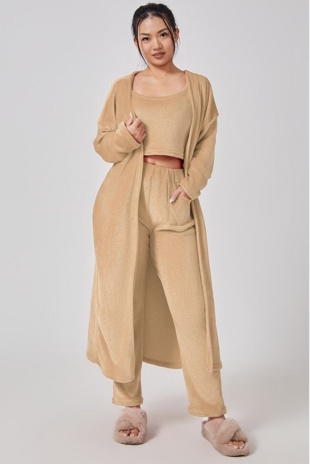 3-Piece Cozy Pajama Lounge Set for Women – Winter Warm Outfit