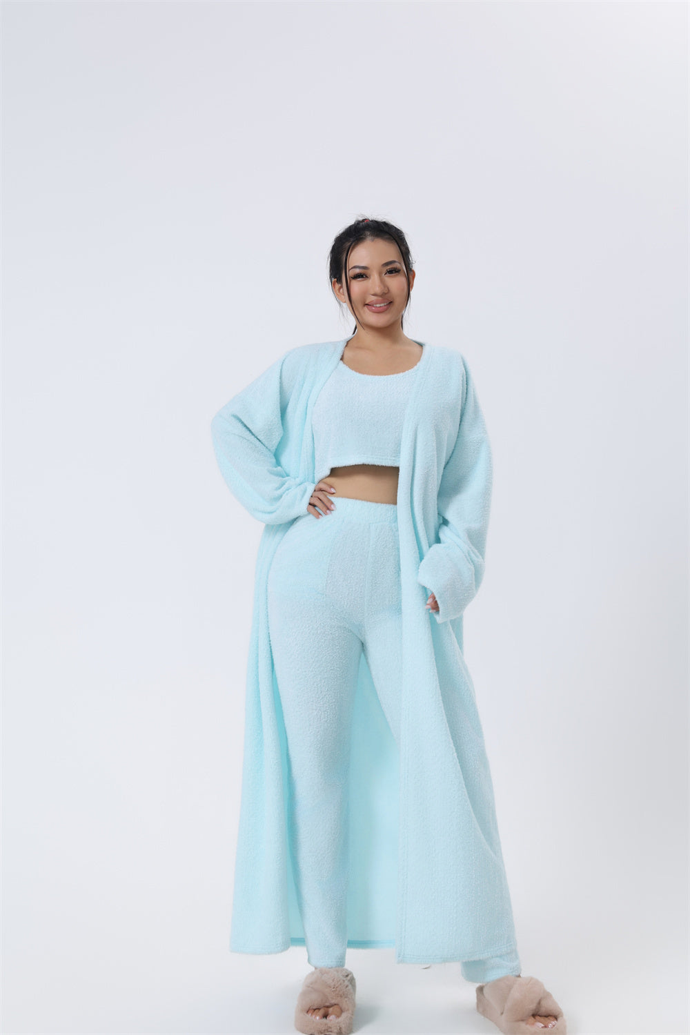 3-Piece Cozy Pajama Lounge Set for Women – Winter Warm Outfit
