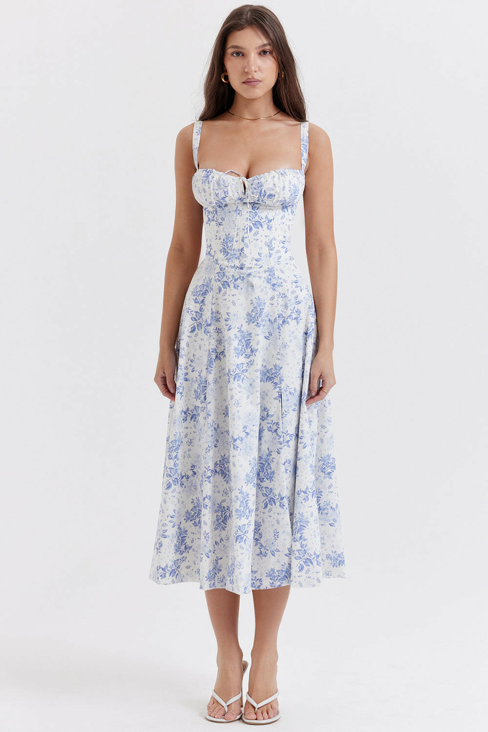 French High Split Suspender Dress Summer Party Wear