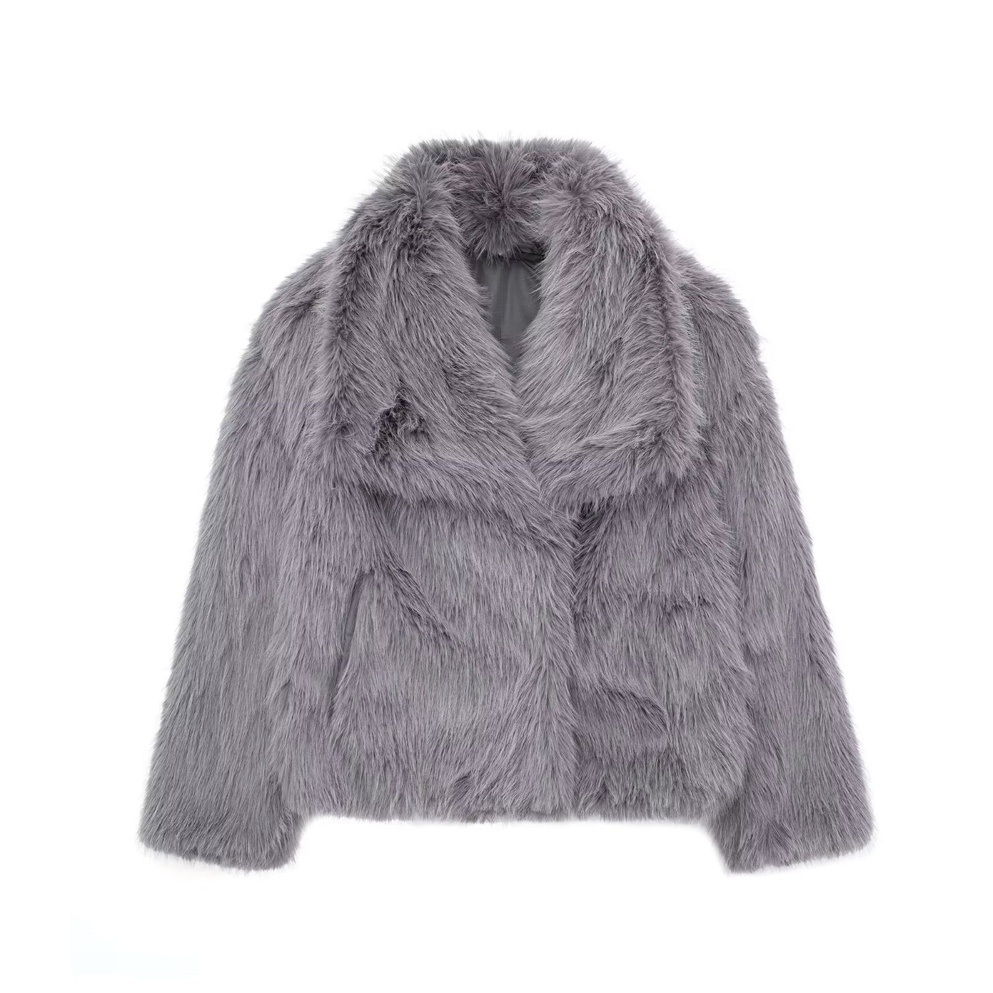 Women’s Warm Plush Lapel Jacket – Winter Outwear